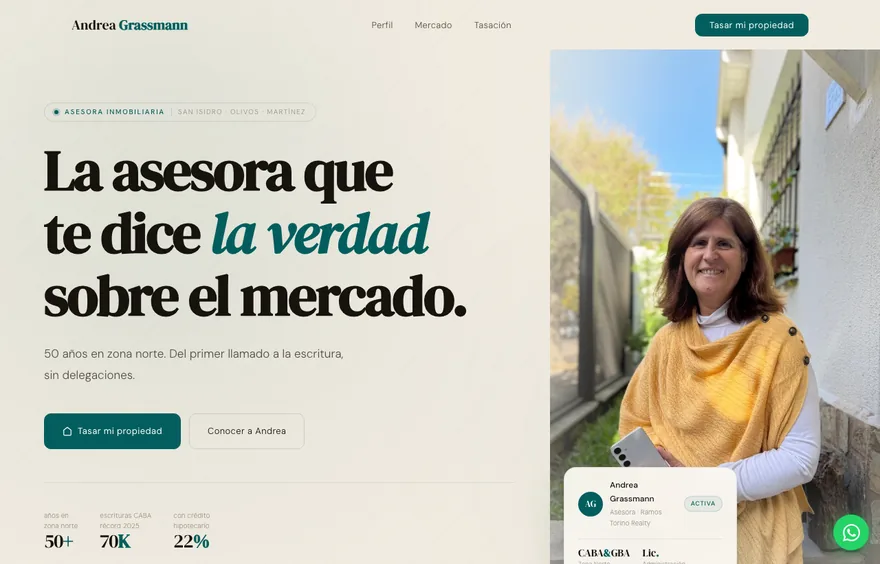 Sitio de Andrea Grassmann desarrollado por Vantra